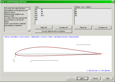 Export an airfoil to a DAT file
