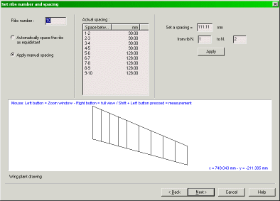 Set ribs number and spacing